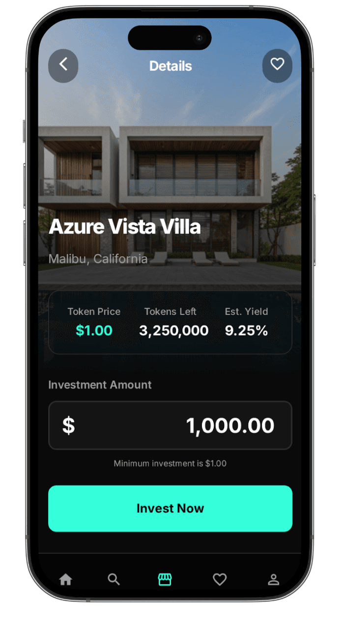 Fractional token purchase flow